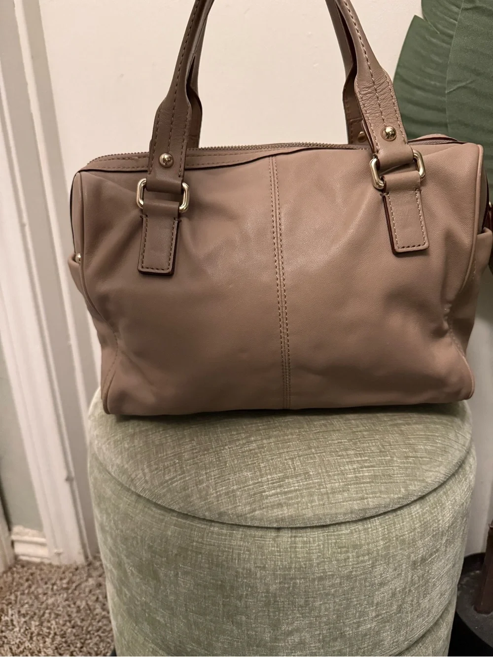 Kate Spade Baxter Street Catalina Taupe Leather Satchel Handbag